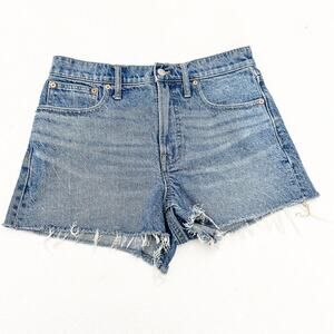 Madewell The Perfect Jean Short Raw Hem Dark Medium Wash Denim Size 28